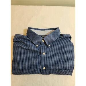 Izod Shirt Mens 2XB Blue Gingham Check Long Sleeve Big Work Business Preppy